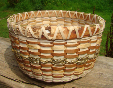 Class #45 – Black Ash, Elm Bark & Braided Sweetgrass Basket – SOLD OUT
